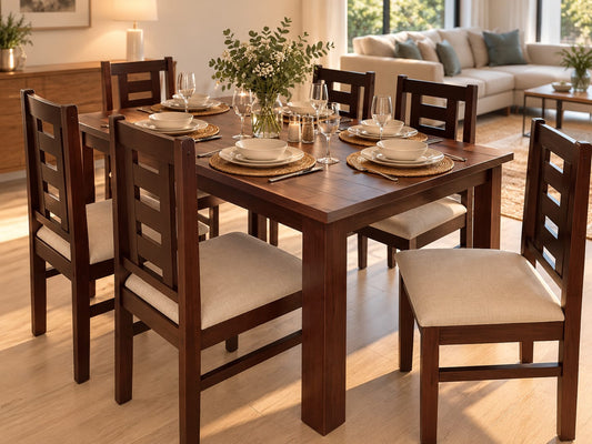 Juego de Comedor New Barcelona Chocolate 6 Sillas